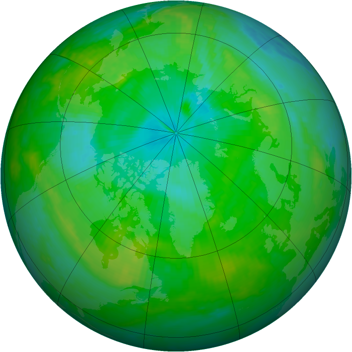 Arctic ozone map for 01 August 1999
